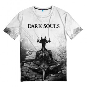 Мужская футболка 3D с принтом Dark Souls , 100% полиэфир | прямой крой, круглый вырез горловины, длина до линии бедер | dark souls | games | praise the sun | игры | компьютерные игры | рыцарь | тёмные души