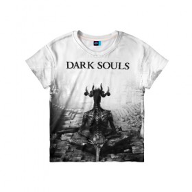 Детская футболка 3D с принтом Dark Souls , 100% гипоаллергенный полиэфир | прямой крой, круглый вырез горловины, длина до линии бедер, чуть спущенное плечо, ткань немного тянется | Тематика изображения на принте: dark souls | games | praise the sun | игры | компьютерные игры | рыцарь | тёмные души