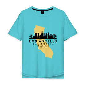 Мужская футболка хлопок Oversize с принтом Лос-Анджелес - США , 100% хлопок | свободный крой, круглый ворот, “спинка” длиннее передней части | 