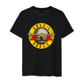 Мужская футболка хлопок с принтом Guns N` Roses , 100% хлопок | прямой крой, круглый вырез горловины, длина до линии бедер, слегка спущенное плечо. | Тематика изображения на принте: guns n roses | hard rock