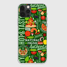 Чехол для iPhone 12 Pro Max с принтом Итальянская пицца , Силикон |  | бекон | вкусная | волны | грибы | доля | еда | зелень | ингредиенты | искусство | италия | итальянская | ковёр | колбаса | кори | креветки | курица | лук | мясо | натуральная | оливки | орнамент | перец