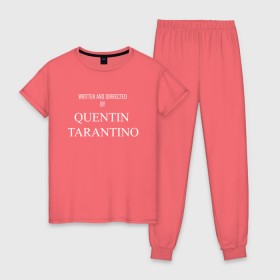 Женская пижама хлопок с принтом Tarantino , 100% хлопок | брюки и футболка прямого кроя, без карманов, на брюках мягкая резинка на поясе и по низу штанин | films | tarantino | trend | мода | надписи | тарантино | фильмы