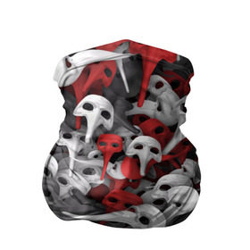 Бандана-труба 3D с принтом Венецианские маски , 100% полиэстер, ткань с особыми свойствами — Activecool | плотность 150‒180 г/м2; хорошо тянется, но сохраняет форму | белый | венеция | длинный | карнавал | красный | маска | маскарад | нос | паттрен | театр | хипстер | черный