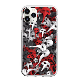 Чехол для iPhone 11 Pro матовый с принтом Венецианские маски , Силикон |  | Тематика изображения на принте: белый | венеция | длинный | карнавал | красный | маска | маскарад | нос | паттрен | театр | хипстер | черный