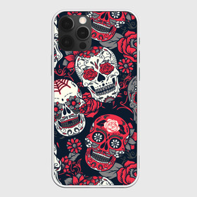 Чехол для iPhone 12 Pro с принтом Мексиканские черепа , силикон | область печати: задняя сторона чехла, без боковых панелей | графика | день мертвых | знак | иллюстрация | искусство | картинка | мексика | мексиканские | мода | национальный | орнамент | паутина | поминки | праздник | рисунок | розы | ромашки | символ | стиль