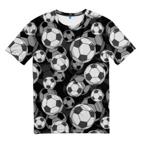 Мужская футболка 3D с принтом Футбольные мячи , 100% полиэфир | прямой крой, круглый вырез горловины, длина до линии бедер | balls | covering | fan | football | leather | s | soccer | sport | strength | болельщик | графика | иллюстрация | картинка | кожа | мода | мячи | покрытие | рисунок | сила | скорость | спорт | спортсмен | стиль | фанат | фон | футбол