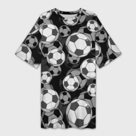 Платье-футболка 3D с принтом Футбольные мячи ,  |  | balls | covering | fan | football | leather | s | soccer | sport | strength | болельщик | графика | иллюстрация | картинка | кожа | мода | мячи | покрытие | рисунок | сила | скорость | спорт | спортсмен | стиль | фанат | фон | футбол