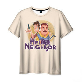 Мужская футболка 3D с принтом Hello Neighbor , 100% полиэфир | прямой крой, круглый вырез горловины, длина до линии бедер | hello | horror | neighbor | survival | дом | нейбор | паркура | привет | сосед | стратегия | хеллоу