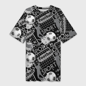 Платье-футболка 3D с принтом Football ,  |  | football | soc | болельщик | брызги | ворота | графика | звезды | иллюстрация | капли | картинка | кляксы | мода | мячи | надпись | растр | рисунок | сетка | сила | скорость | спорт | спортсмен | стиль | текст