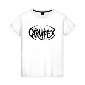 Женская футболка хлопок с принтом Carnifex , 100% хлопок | прямой крой, круглый вырез горловины, длина до линии бедер, слегка спущенное плечо | carnifex | deathcore
