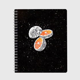 Тетрадь с принтом Луна , 100% бумага | 48 листов, плотность листов — 60 г/м2, плотность картонной обложки — 250 г/м2. Листы скреплены сбоку удобной пружинной спиралью. Уголки страниц и обложки скругленные. Цвет линий — светло-серый
 | cosmic | galaxy | moon | orange | апельсин | в космосе | галактика | космос | луна | планета | планеты