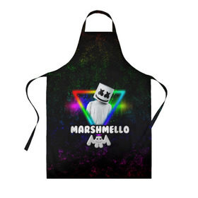 Фартук 3D с принтом Marshmello , 100% полиэстер | общий размер — 65 х 85 см, ширина нагрудника — 26 см, горловина — 53 см, длина завязок — 54 см, общий обхват в поясе — 173 см. Принт на завязках и на горловине наносится с двух сторон, на основной части фартука — только с внешней стороны | christopher | comstock | dj | dotcom | friends | marshmallow | marshmello | usa | диджей | друзья | комсток | крис | маршмэллоу | продюсер | сша