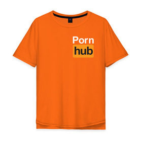 Мужская футболка хлопок Oversize с принтом Pornhub (логотип с боку) , 100% хлопок | свободный крой, круглый ворот, “спинка” длиннее передней части | brazzers | видео | любовь | хаб | чувства