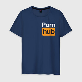 Мужская футболка хлопок с принтом Pornhub (логотип с боку) , 100% хлопок | прямой крой, круглый вырез горловины, длина до линии бедер, слегка спущенное плечо. | Тематика изображения на принте: brazzers | видео | любовь | хаб | чувства