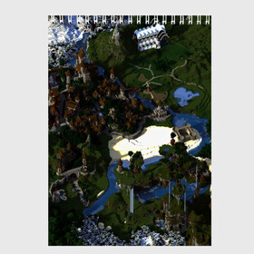 Скетчбук с принтом City Of Minecraft , 100% бумага
 | 48 листов, плотность листов — 100 г/м2, плотность картонной обложки — 250 г/м2. Листы скреплены сверху удобной пружинной спиралью | blade | blocks | creeper | cubes | game | ken | mine craft | minecraft | mobs | sword | игры | крипер | майн крафт | майнкрафт | моб