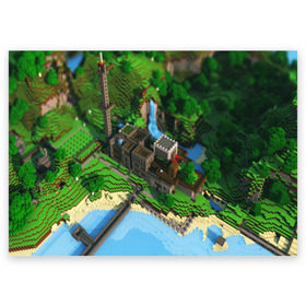 Поздравительная открытка с принтом Minecraft Game , 100% бумага | плотность бумаги 280 г/м2, матовая, на обратной стороне линовка и место для марки
 | blade | blocks | creeper | cubes | game | ken | mine craft | minecraft | mobs | sword | игры | крипер | майн крафт | майнкрафт | моб