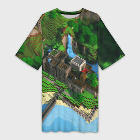 Платье-футболка 3D с принтом Minecraft Game ,  |  | blade | blocks | creeper | cubes | game | ken | mine craft | minecraft | mobs | sword | игры | крипер | майн крафт | майнкрафт | моб