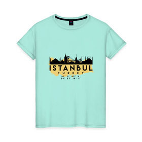 Женская футболка хлопок с принтом Стамбул - Турция , 100% хлопок | прямой крой, круглый вырез горловины, длина до линии бедер, слегка спущенное плечо | adventure | city | travel | turkey | world | город | государство | европа | жизнь | карта | культура | люди | мир | народ | памятни | партиот | планета | приключение | путешествие | спорт | ссср | стамбул | столица | страна