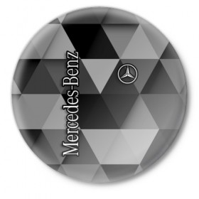 Значок с принтом Mercedes ,  металл | круглая форма, металлическая застежка в виде булавки | 