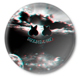 Значок с принтом Marshmello ,  металл | круглая форма, металлическая застежка в виде булавки | christopher comstock | dj | marshmello | music | диджей | клубная музыка | клубняк | крис комсток | логотип | маршмеллоу | музыка