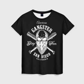 Женская футболка 3D с принтом American gangster , 100% полиэфир ( синтетическое хлопкоподобное полотно) | прямой крой, круглый вырез горловины, длина до линии бедер | american | califor | gangster | san diego | америка | американский | банда | бандана | бандит | бейсбольные | биты | гангстер | графика | иллюстрация | калифорния | картинка | мода | надпись | платок | рисунок