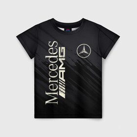 Детская футболка 3D с принтом Mercedes , 100% гипоаллергенный полиэфир | прямой крой, круглый вырез горловины, длина до линии бедер, чуть спущенное плечо, ткань немного тянется | amg | mercedes | авто | автомобиль | иномарка | логотип | машина | мерседес | текстура