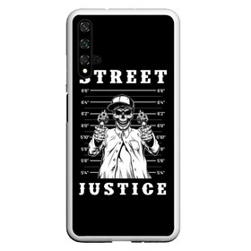 Чехол для Honor 20 с принтом Street justice , Силикон | Область печати: задняя сторона чехла, без боковых панелей | justice | s | skeleton | skull | street | банда | бандана | бандит | бейсболка | графика | иллюстрация | картинка | мода | надпись | оружие | пистолеты | платок | револьверы | рисунок | символ | скелет | справедливость