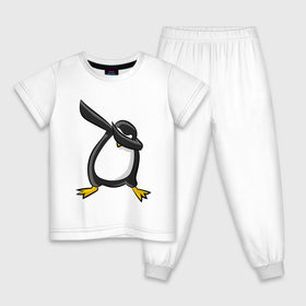 Детская пижама хлопок с принтом DAB Пингвин , 100% хлопок |  брюки и футболка прямого кроя, без карманов, на брюках мягкая резинка на поясе и по низу штанин
 | animal | best | bird | dab | dabbig | dance | freedom | hip hop | music | penguin | rap | даб | даббинг | животные | крутой | лучший | мадагаскар | музыка | пингвин | птица | рэп | рэпер | свобода | север | танец | хип хоп