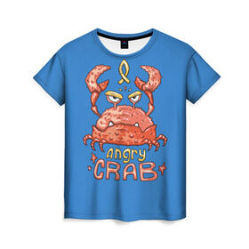 Женская футболка 3D с принтом Hungry crab , 100% полиэфир ( синтетическое хлопкоподобное полотно) | прямой крой, круглый вырез горловины, длина до линии бедер | angry | crab | gloomy | hungry | ocean | red | sea | sign | stars | water | вода | голодный | графика | детский | звезды | злой | знак | иллюстрация | картинка | краб | красный | мода | море | морские | надпись | океан | рисунок | рыба
