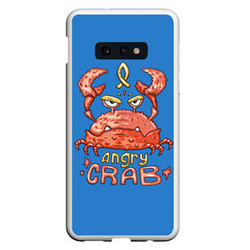 Чехол для Samsung S10E с принтом Hungry crab , Силикон | Область печати: задняя сторона чехла, без боковых панелей | angry | crab | gloomy | hungry | ocean | red | sea | sign | stars | water | вода | голодный | графика | детский | звезды | злой | знак | иллюстрация | картинка | краб | красный | мода | море | морские | надпись | океан | рисунок | рыба