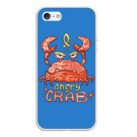 Чехол для iPhone 5/5S матовый с принтом Hungry crab , Силикон | Область печати: задняя сторона чехла, без боковых панелей | Тематика изображения на принте: angry | crab | gloomy | hungry | ocean | red | sea | sign | stars | water | вода | голодный | графика | детский | звезды | злой | знак | иллюстрация | картинка | краб | красный | мода | море | морские | надпись | океан | рисунок | рыба