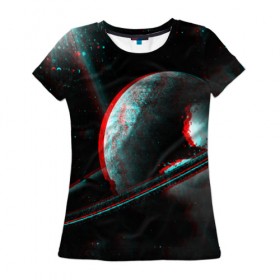 Женская футболка 3D с принтом Cosmos Glitch , 100% полиэфир ( синтетическое хлопкоподобное полотно) | прямой крой, круглый вырез горловины, длина до линии бедер | вселенная | глитч | звезды | земля | космос | плеяды | пространство