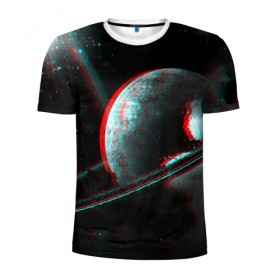 Мужская футболка 3D спортивная с принтом Cosmos Glitch , 100% полиэстер с улучшенными характеристиками | приталенный силуэт, круглая горловина, широкие плечи, сужается к линии бедра | Тематика изображения на принте: вселенная | глитч | звезды | земля | космос | плеяды | пространство