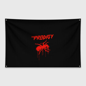 Флаг-баннер с принтом The Prodigy , 100% полиэстер | размер 67 х 109 см, плотность ткани — 95 г/м2; по краям флага есть четыре люверса для крепления | 90 е | the prodigy | кит флинт | музыка | муравей | панк | рок | техно | электро
