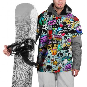 Накидка на куртку 3D с принтом Стикерпак , 100% полиэстер |  | балончик | бомберы | граффити | краска | летняя | мололежная | мультяшечные | наклейки | стикерпак | стикеры | яркие