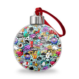 Ёлочный шар с принтом Стикерпак , Пластик | Диаметр: 77 мм | балончик | бомберы | граффити | краска | летняя | мололежная | мультяшечные | наклейки | стикерпак | стикеры | яркие