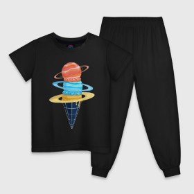 Детская пижама хлопок с принтом Space Ice Cream , 100% хлопок |  брюки и футболка прямого кроя, без карманов, на брюках мягкая резинка на поясе и по низу штанин
 | earth | express | futurama | galaxy | ice cream | moon | nasa | planet | space | star | world | астронавт | вселенная | гагарин | галактика | еда | звезда | звезды | земля | космонавт | космос | луна | мир | мороженое | н | наса | небо | планета
