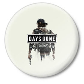 Значок с принтом Days Gone Poster ,  металл | круглая форма, металлическая застежка в виде булавки | Тематика изображения на принте: 2019 | days gone | game | poster | ps4 | zombie | жизнь после | зомби | игра