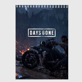 Скетчбук с принтом Days Gone , 100% бумага
 | 48 листов, плотность листов — 100 г/м2, плотность картонной обложки — 250 г/м2. Листы скреплены сверху удобной пружинной спиралью | Тематика изображения на принте: 2019 | days gone | game | poster | ps4 | zombie | жизнь после | зомби | игра