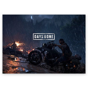 Поздравительная открытка с принтом Days Gone , 100% бумага | плотность бумаги 280 г/м2, матовая, на обратной стороне линовка и место для марки
 | Тематика изображения на принте: 2019 | days gone | game | poster | ps4 | zombie | жизнь после | зомби | игра