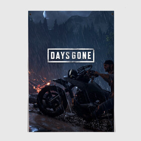 Постер с принтом Days Gone , 100% бумага
 | бумага, плотность 150 мг. Матовая, но за счет высокого коэффициента гладкости имеет небольшой блеск и дает на свету блики, но в отличии от глянцевой бумаги не покрыта лаком | Тематика изображения на принте: 2019 | days gone | game | poster | ps4 | zombie | жизнь после | зомби | игра