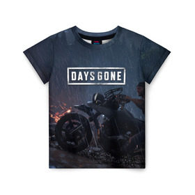Детская футболка 3D с принтом Days Gone , 100% гипоаллергенный полиэфир | прямой крой, круглый вырез горловины, длина до линии бедер, чуть спущенное плечо, ткань немного тянется | 2019 | days gone | game | poster | ps4 | zombie | жизнь после | зомби | игра