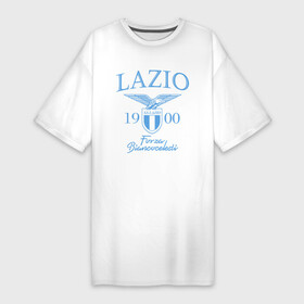 Платье-футболка хлопок с принтом Лацио ,  |  | aquile | biancocelesti | societa sportiva lazio | ss lazio | бело голубые | италия | лацио | орлы | рим | серия а | форма | футбол | футболист | футбольная | футбольный клуб