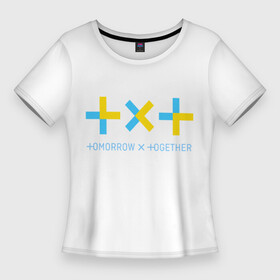 Женская футболка 3D Slim с принтом TOMORROW X TOGETHER   TXT ,  |  | bighit | blackpink | bts | girls’ generation | got7 | k pop | kpop | super junior | tomorrow x together | txt | к поп | кейпоп | корейская группа | корейская музыка