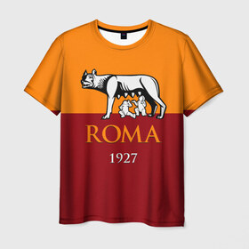 Мужская футболка 3D с принтом Рома , 100% полиэфир | прямой крой, круглый вырез горловины, длина до линии бедер | as roma | giallorossi | lupi | roma | romanista | волки | жёлто красные | италия | рома | серия а | форма | футбол | футболист | футбольная | футбольный клуб