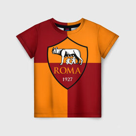 Детская футболка 3D с принтом Рома , 100% гипоаллергенный полиэфир | прямой крой, круглый вырез горловины, длина до линии бедер, чуть спущенное плечо, ткань немного тянется | as roma | giallorossi | lupi | roma | romanista | волки | жёлто красные | италия | рома | серия а | форма | футбол | футболист | футбольная | футбольный клуб