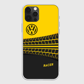 Чехол для iPhone 12 Pro Max с принтом Volkswagen , Силикон |  | racer | авто | автолюбитель. volkswagen | гонщик | желто черная | колесо | машина | след | фольксваген | шина