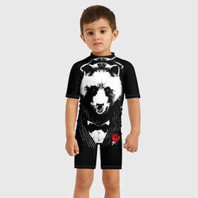 Детский купальный костюм 3D с принтом Медведь авторитет , Полиэстер 85%, Спандекс 15% | застежка на молнии на спине | authority | bear | go | авторитет | аль капоне | бабочка | в носу | взгляд | галстук | графика | дикий | животное | иллюстрация | картинка | кольцо | костюм | красная | крестный | мафия | медведь | мода | отец