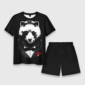 Мужской костюм с шортами 3D с принтом Медведь авторитет ,  |  | authority | bear | go | авторитет | аль капоне | бабочка | в носу | взгляд | галстук | графика | дикий | животное | иллюстрация | картинка | кольцо | костюм | красная | крестный | мафия | медведь | мода | отец