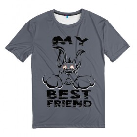 Мужская футболка 3D с принтом My best friend , 100% полиэфир | прямой крой, круглый вырез горловины, длина до линии бедер | 